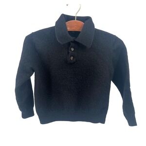 Club Room Boys Kids Lg‎ Toddler Black Merino Wool Polo Sweater READ